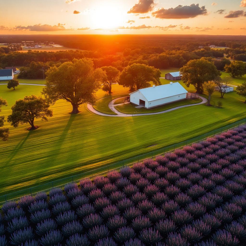 Aerial view of the sanctuary at sunset